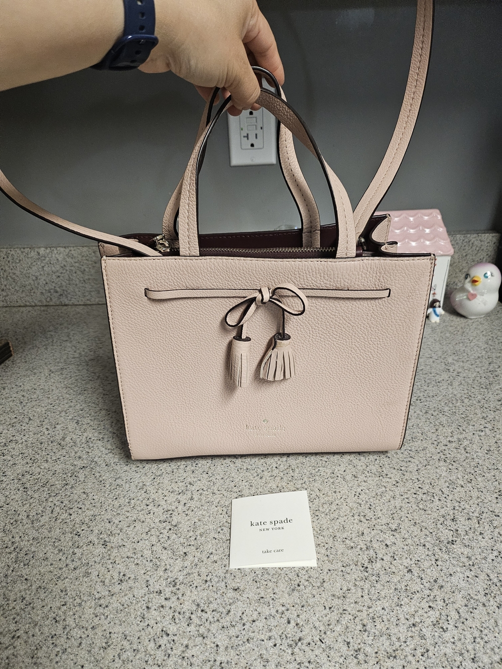 kate spade Blush Pink Leather Tote with Tassel